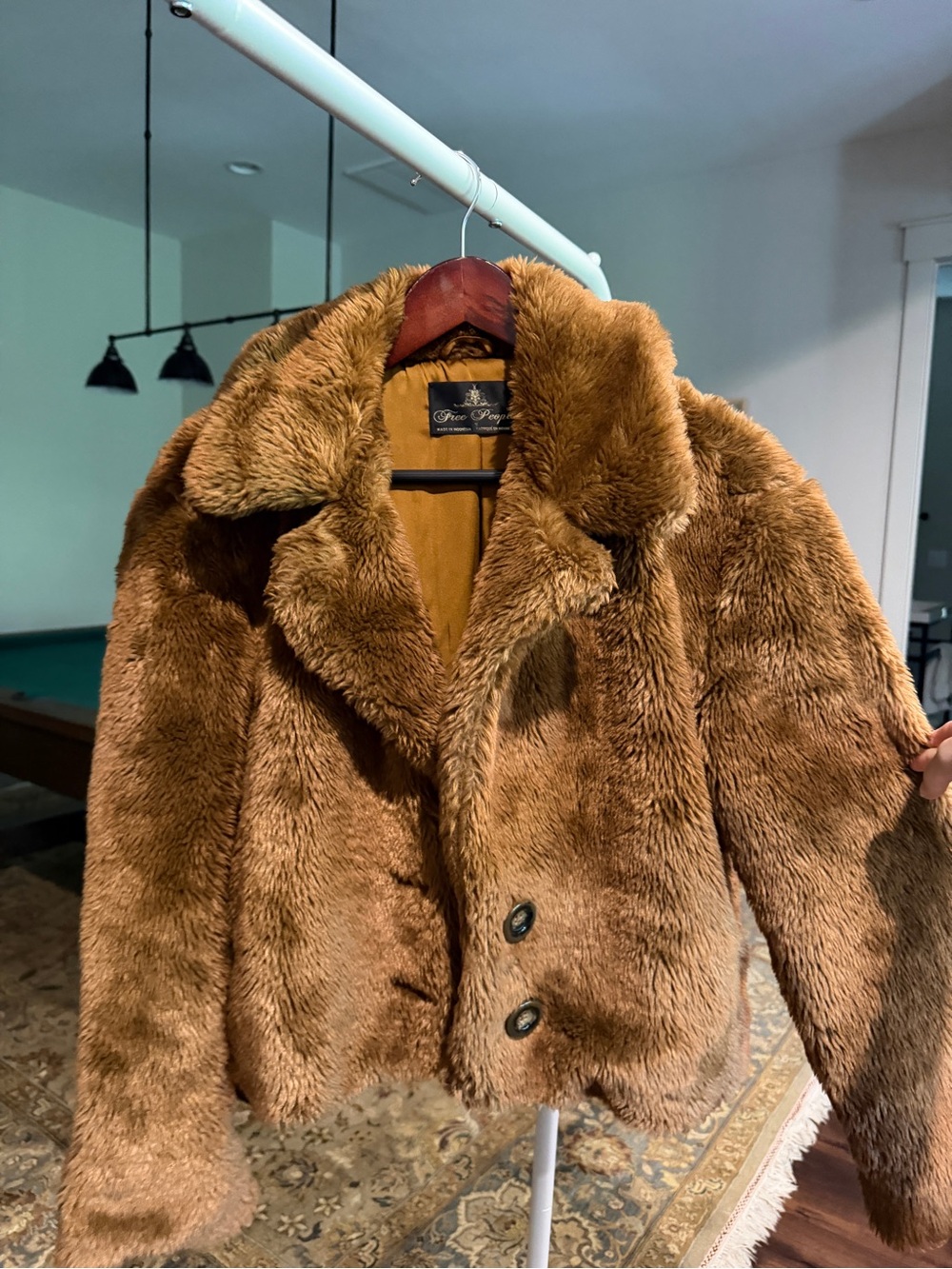 Free People Chestnut Brown Faux Fur Teddy Jacket